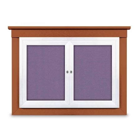 United Visual Products 24"x36" 1-Door Enclosed Letterboard, Blue Felt/Walnut UV2621O-WALNUT-BLUE